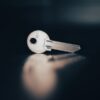 a close up of a key on a table